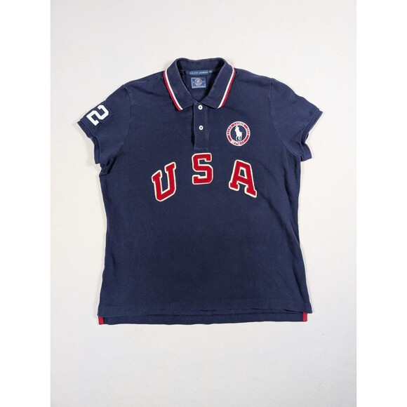 Ralph Lauren 2012 Olympic Team USA Embroidered Blue Polo Shirt Womens Large XL - Picture 2 of 9